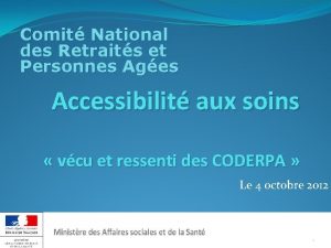 Comit National des Retraits et Personnes Ages Accessibilit