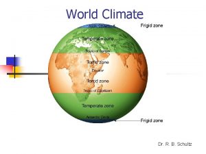 World Climate Dr R B Schultz What is