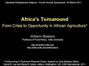 Harambe Entrepreneur Alliance Fourth Annual Symposium 25 March