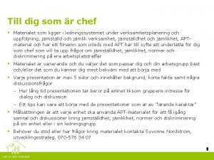 Till dig som r chef Materialet som ligger