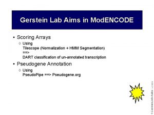 Gerstein Lab Aims in Mod ENCODE Scoring Arrays