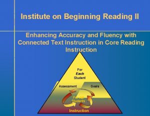 Institute on Beginning Reading II Enhancing Accuracy and