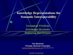 Knowledge Representations for Semantic Interoperability Conceptual Primitives Knowledge