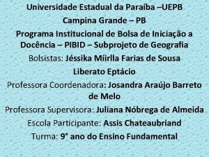 Universidade Estadual da Paraba UEPB Campina Grande PB