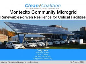 Montecito Community Microgrid Renewablesdriven Resilience for Critical Facilities