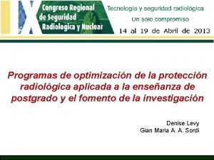 Programas de optimizacin de la proteccin radiolgica aplicada