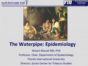 The Waterpipe Epidemiology Wasim Maziak MD Ph D