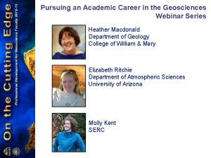 Pursuing an Academic Career in the Geosciences Webinar