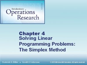 Chapter 4 Solving Linear Programming Problems The Simplex