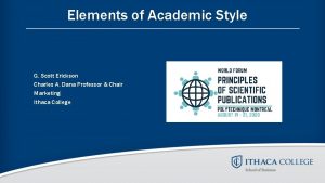 Elements of Academic Style G Scott Erickson Charles