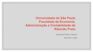 Universidade de So Paulo Faculdade de Economia Administrao