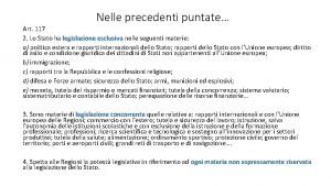 Nelle precedenti puntate Art 117 2 Lo Stato