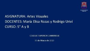 ASIGNATURA Artes Visuales DOCENTES Mara Elisa Rozas y
