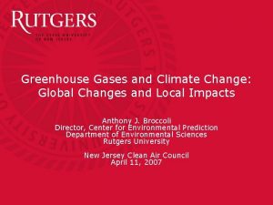 Greenhouse Gases and Climate Change Global Changes and