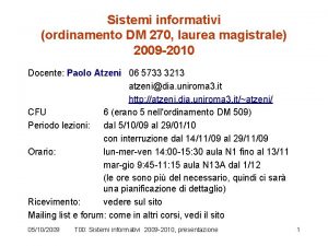 Sistemi informativi ordinamento DM 270 laurea magistrale 2009