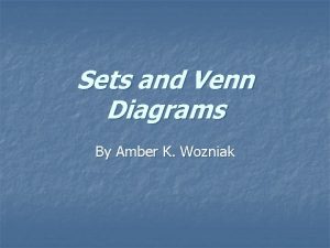 Sets and Venn Diagrams By Amber K Wozniak