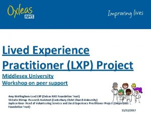 Lived Experience Practitioner LXP Project Middlesex University Workshop