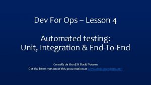 Dev For Ops Lesson 4 Automated testing Unit