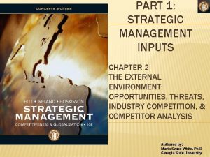 PART 1 STRATEGIC MANAGEMENT INPUTS CHAPTER 2 THE