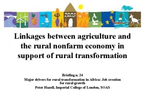 Linkages between agriculture and the rural nonfarm economy