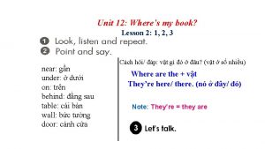 Unit 12 Wheres my book Lesson 2 1
