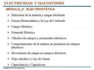ELECTRICIDAD Y MAGNETISMO MDULO2 ELECTROSTTICA Estructura de la