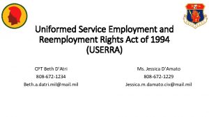 Uniformed Service Employment and Reemployment Rights Act of