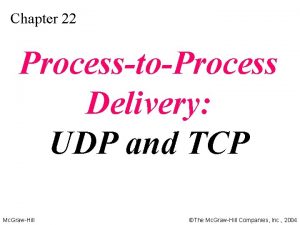 Chapter 22 ProcesstoProcess Delivery UDP and TCP Mc