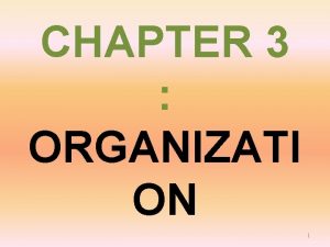 CHAPTER 3 ORGANIZATI ON 1 WHAT IS AN