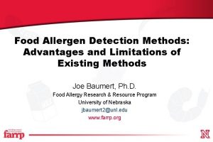 Food Allergen Detection Methods Advantages and Limitations of