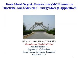 From MetalOrganic Frameworks MOFs towards Functional NanoMaterials Energy
