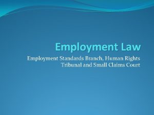 Employment Law Employment Standards Branch Human Rights Tribunal