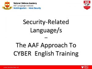 National Defence Academy AAF Language Institute Multilingualism More