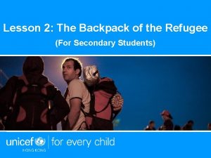 Refugee backpack activity