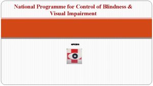 National Programme for Control of Blindness Visual Impairment