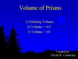 Volume of Prisms 1 Defining Volume 2 Volume
