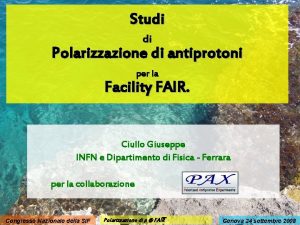 Studi di Polarizzazione di antiprotoni per la Facility