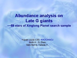 Abundance analysis on Late G giants 59 stars