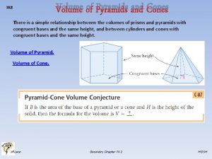 Volume of Pyramids and Cones 10 3 There