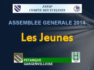 FFPJP COMITE DES YVELINES ASSEMBLEE GENERALE 2014 Les