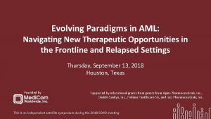 Evolving Paradigms in AML Navigating New Therapeutic Opportunities