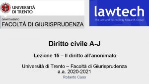 Diritto civile AJ Lezione 15 Il diritto allanonimato