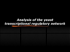 Analysis of the yeast transcriptional regulatory network Transcription