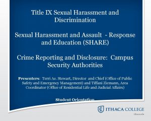 Title IX Sexual Harassment and Discrimination Sexual Harassment