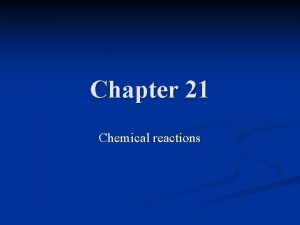 Chapter 21 Chemical reactions Describing Chemical Reactions n