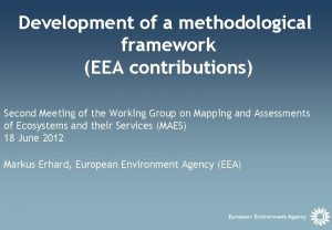 Development of a methodological framework EEA contributions Second