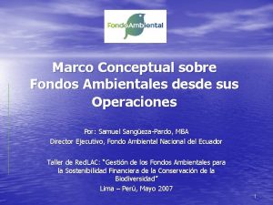 Marco Conceptual sobre Fondos Ambientales desde sus Operaciones