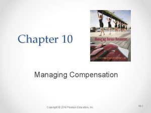 Chapter 10 Managing Compensation Copyright 2016 Pearson Education