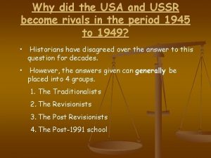 Why did the USA and USSR become rivals