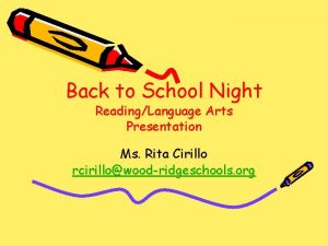 Back to School Night ReadingLanguage Arts Presentation Ms